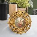 Resin Photo Frame Tabletop or Wall Display Decors, Hand Carved Floral Picture Frame with Easel Stand and Hook for Hallway, Bedroom, Wall Decor.