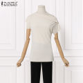 ZANZEA Women's Summer Holiday Casual Shirt Blouse Fitting Off Shoulder Irregular Tops #11.
