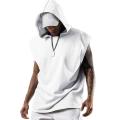 Summer Mens Sleeveless Hoodie T-Shirts Muscle Sweatshirt Cool Hoody Tops Gym Sport Slim Fitness Hooded Sportswer Tees Fashion. 