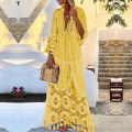 bohemian maxi dress large size dress bohemian style collar lace dress season solid color v 2022 fall vestidos tassel ladies. 