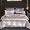 The new tribute satin jacquard four-piece set, light luxury bed four-piece set, four-piece bed sheet four-piece set, foreign trade quilt cover, pillow cover three-piece set. 
