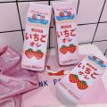 Cute Pouch Bag Milk Box Strawberry Pen Box Pencil Students School Stationery Bag.