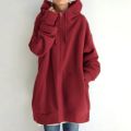 Women Zipper Long Jacket Coat Casual Loose Solid Color Outerwear Hoodies Ladies Long Sleeve Pocket Hooded Sweatshirt Overcoat. 