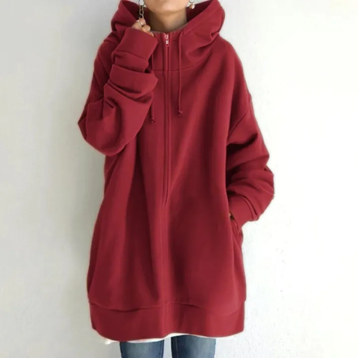 Women%20Zipper%20Long%20Jacket%20Coat%20Casual%20Loose%20Solid%20Color%20Outerwear%20Hoodies%20Ladies%20Long%20Sleeve%20Pocket%20Hooded%20Sweatshirt%20Overcoat%20-%20Image%206