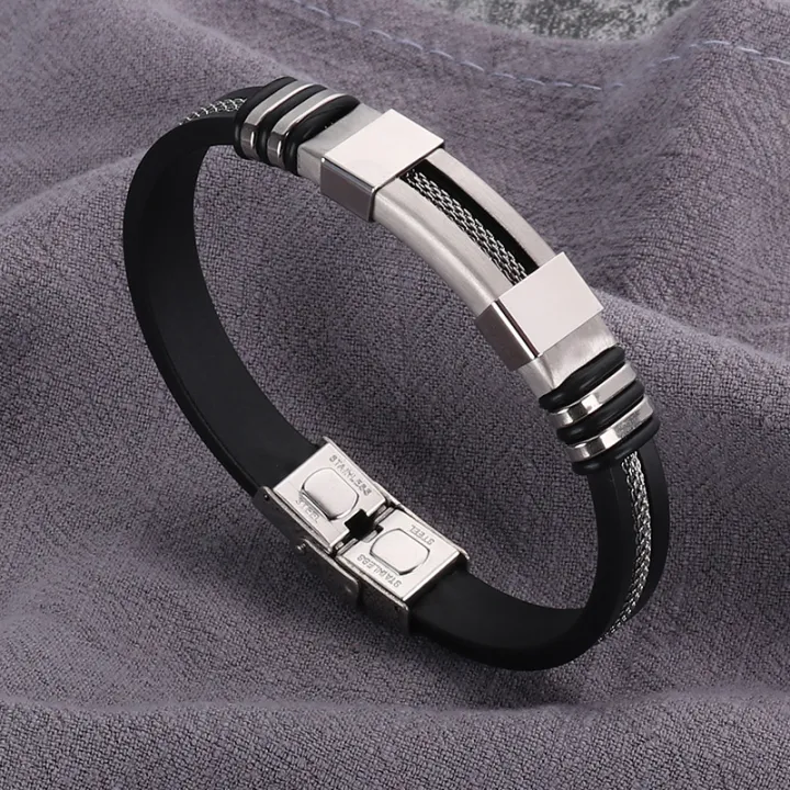 Wholesale%20New%20Style%20Silicone%20Stainless%20Steel%20Bracelet%20Popular%20Fashion%20Personality%20Mens%20Bracelet%20-%20Image%202