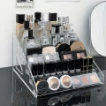 Transparent Display Stand Makeup Organizer Cosmetic Display Box Desktop Storage Rack Cosmetic Lipstick Storage Riser Shelves.