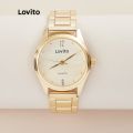 Lovito Classy Plain Basic Stainless Steel Strap Quartz Watch for Woman LL4025 (Golden).