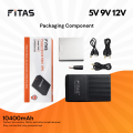 FiTAS TM55 DC Mini UPS 5V 9V 12V Output With Charger. 