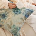 Cross-border fashion British style blue floral pattern corduroy pillowcase square animal pillowcase sofa office backrest.