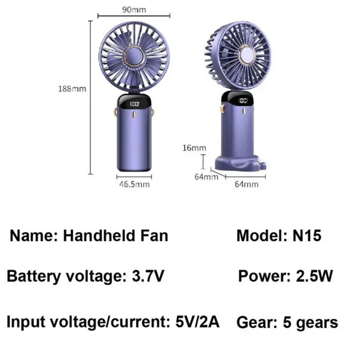 USB%20Handheld%20Mini%20Fan%20Foldable%20Portable%20Neck%20Hanging%20Fans%205%20Speed%20USB%20Rechargeable%20Fan%20with%20Phone%20Stand%20and%20Display%20Screen%20-%20Image%203