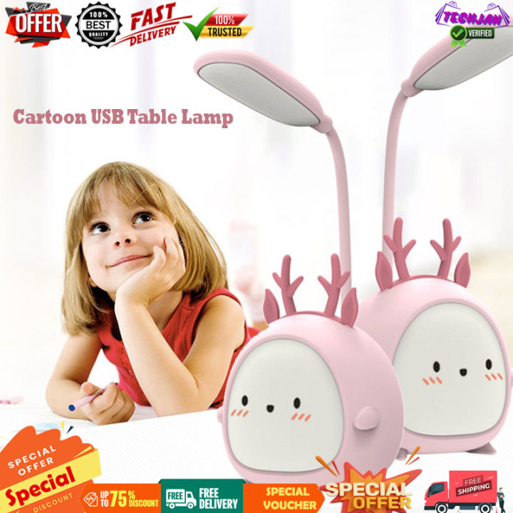 Cute Cartoon Design Rechargeable Table Lamp Foldable Design Animals Reading Light