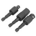 3Pcs Power Drill Socket Set Hex Shank Impact Driver Adapter 360 Degree Rotatable.