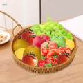 Woven Serving Tray Holder with Handles Kitchen Tray PP Material Rattan for Home Kitchen Bakery Household Decoration Brown Bread Storage Tray.