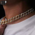 【Beiver Jewelry Store  】Hip Hop Miami Curb Iced Out Cuban Chain Necklace Paved Rhinestones CZ Bling Necklaces For Men Jewelry. 