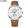CUENA Mens Watches Fashion Business Quartz Watch Men Leather Waterproof Clock Date Multi-Function Sport Watch. 