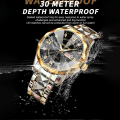 DGSenpi Classic Business Men Quartz Watch Diamond Dail Dual Calendar Watch Luminous Pointer Watch Steel Band Men Wrist Watch Waterproof.