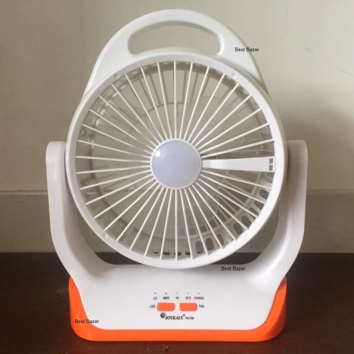 JOYKALY%20YG-729%20Portable%20Rechargeable%20LED%20Light%20AC/AD%20Electronic%20Fan%20with%208"%20inches%20High%20Speed%20Blade%20-%20Image%202