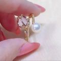 Pink Tulip Flower Ring Rings for Teen Girls- Personality Fashion Cat's Eye Stone Tulip Flower Open Ring.