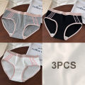 3PCS Exercise Sports Jogging Panty Women's Breathable Cotton Briefs gril panties.