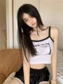 Summer Japanese vitality girl retro anime print BM short suspenders tight-fitting hot girl exposed belly button vest Y2k T-shrit.