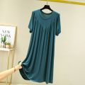 Super Soft Comfortable Short Sleeve Loose Pajama Dress Female Korean Loose V-Shaped Long Nightdress Modal Bottoming Night Shirt. 