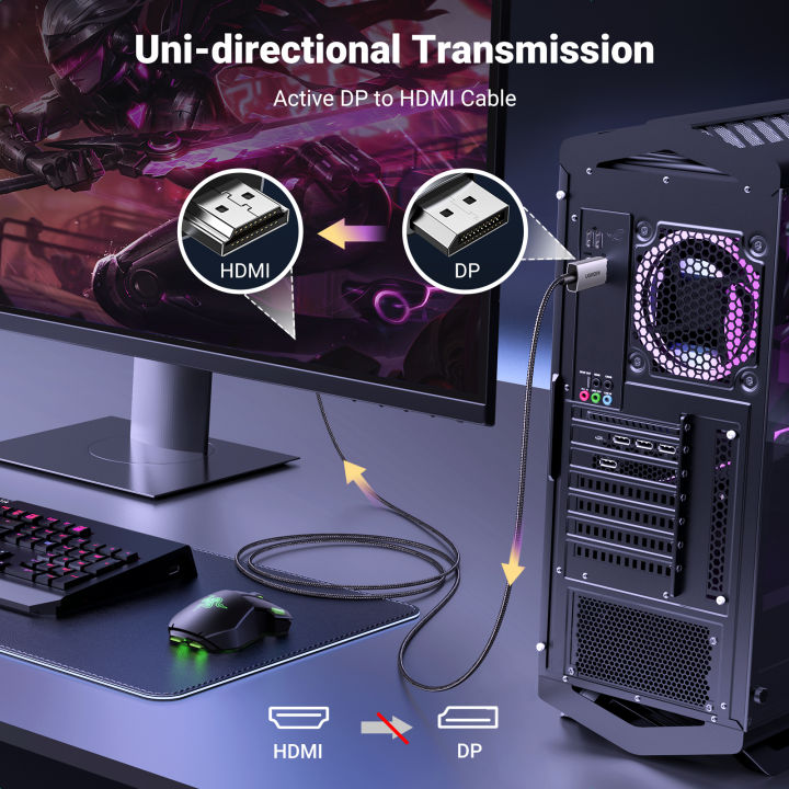 UGREEN%20DP%20to%20HDMI%202.1%208K%204KCable%2060Hz%20240Hz%20Display%20Port%20Zinc%20Alloy%20Shell%20with%20Braided%20Mesh%20Black%20%20for%20Monitor%20HDTV%20Projector%20Laptop%20Desktop%20Computer%20Graphics%20Card%EF%BC%8CDell,%20Lenovo,%20HP(DP%20input%20and%20HDMI%20output)%20-%20Image%209