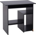 RoyalDecor Compact Small Computer Table Wooden Desk Keyboard Tray Storage Shelf Modern Corner Table Home Office Black.