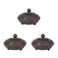 Ceramic Incense Burner-3 x incense burner-Coffee Color.