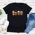 Fall Coffee T-Shirt Pumpkin Spice Halloween Tshirt Vintage Halloween Shirt for Women Graphic T Shirts Coffee Lovers Gifts Top.