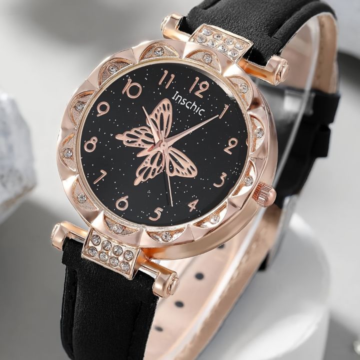 1pc%20Fashion%20Simple%20Butterfly%20Pattern%20Dial%20Belt%20Quartz%20Wrist%20Watch%20-%20Image%203