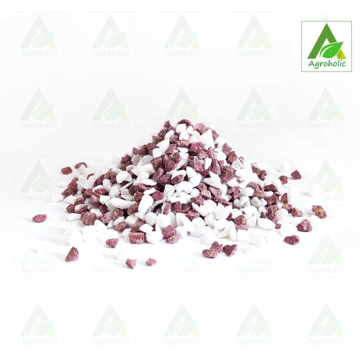 Red and White Mix Stone For Gardening, Aquarium and Others - 1 kg