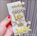 Elegant Korean hair clip girls hair accessories design crystal pearl hair pin set for women. 