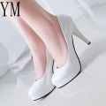 Fashion Mature Women s Classic Patent Leather High Heels Shoes  Sharp Head Paltform Wedding Women  Shoes Plus 34-42. 