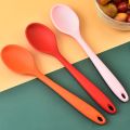 Silicone Spoon Long-handled Heat-resistant Solid Color Food Grade Cooking Spoon Tools for Home.