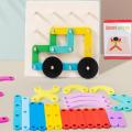 Montessori Wooden Pegboard Toy Number Construction Puzzle Peg Board With Cards Educational Stacking Blocks Toy For Kids Gift. 