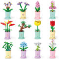 GC Creative Flower Building Blocks Simulation Bouquet Potted Building Bricks Toys For Home Decoration.
