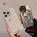 Phone Case For Samsung Galaxy S21 S22 S23 S24 PLUS ULTRA S23FE Back Cover Double Colorful Silver Acrylic Hard Chinese New Year Dragon Year Lucky Bag Cartoon Protection Shockproof Luxury Cover Fashion. 