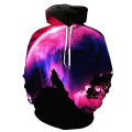 Cool Fashion Handsome Space Galaxy Wolf Hoodie Hoodies Men Bright Wolf Wolf Hoddies Spring Autumn Pullovers Sweatshirts. 