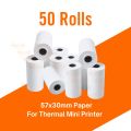 Premium 57x30mm Thermal Paper Rolls for 58mm Mini Printers - Compatible with Paperang, Phomemo, Poooli, Zebra, Rongta, and Thermal POS Systems. 