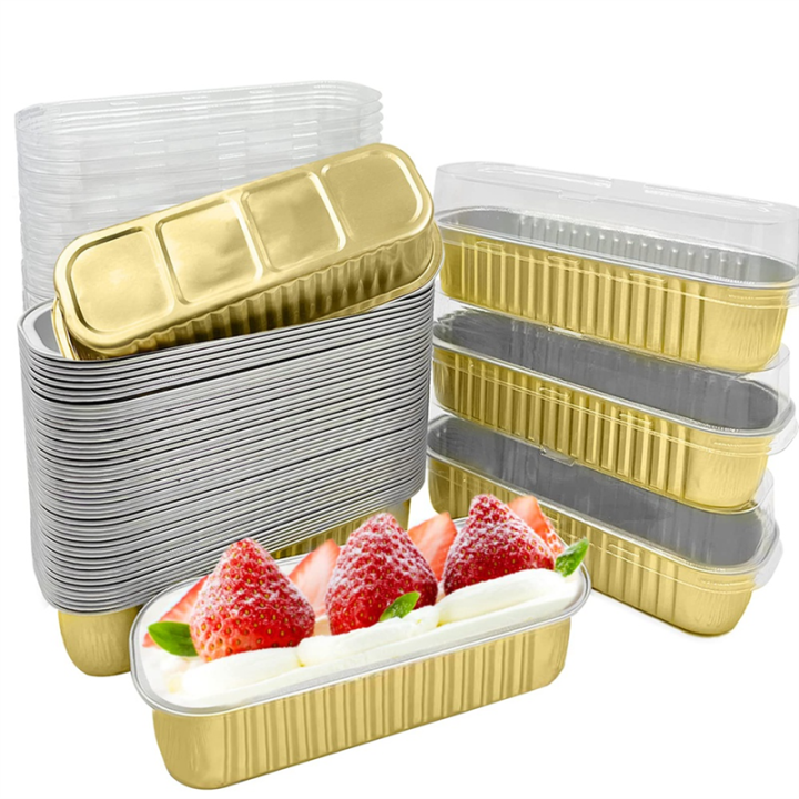 50PCS Disposable Aluminum Baking Cups Mini Loaf Pans Rectangle