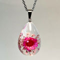 IVR Real Dried Flower Necklace Resin Jewelry With Yongsheng Flower In Resin Necklace Dried Flower For Women. 