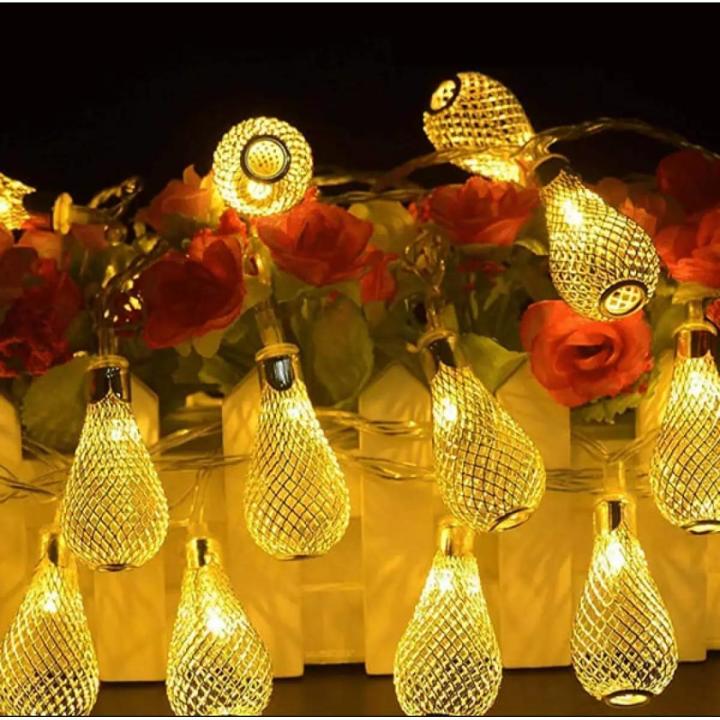Metal Led Bulbs 20 Pic Golden Drip Lights Led Strings Metal Led / Warm Golden Cooler Fairy Lights / / Party / Wedding Decoration / Holiday Lights / Birthday / Eid / Puja/ Christmas/ Wedding Party Celebrations Decoration Lights - Fairy Lights