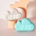 Kawaii Clocks Clouds Alarm Clock Voice Control Led Clock Bedside Snooze Electronic Clock Calendar Table Clock Digital Clock. 