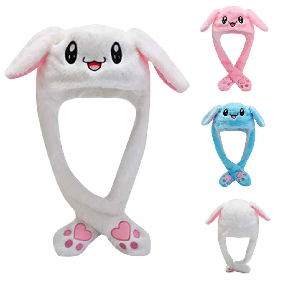 Moving Rabbit Ear Hat - Funny Plush Bunny Headband With Movable Ears