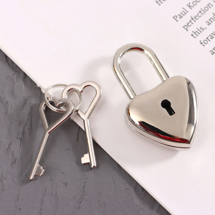 1Set Heart Shape Padlock Mini Luggage Hardware Locks With Key Lock For Travel Wedding Jewelry Box Diary Book Suitcase Demoo