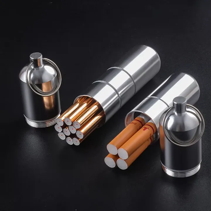 1%20Pcs%20Silver/Black%20Capsule%20Cigaretes%20Case%20%20Portable%20Aluminum%20Water%20proof%20holder%20with%20Keychain%20cigarate%20-%20Image%202