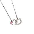 Fashion Hello Kitty Pendant Necklace for Women Girls Cute Cartoon Cat Double Ring Clavicle Chain Charms Chic Delicate Necklace Jewelry Gift.