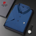 Pierre Cardin Summer Business Short SleeveTT-shirt Men's Thin Lapels Non-Ironing Dad's Sweater Breathable Casual.