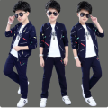 Boys' spring and autumn two-piece suit, big children's cardigan jacket casual sports Bangaldeshi children's clothing. 