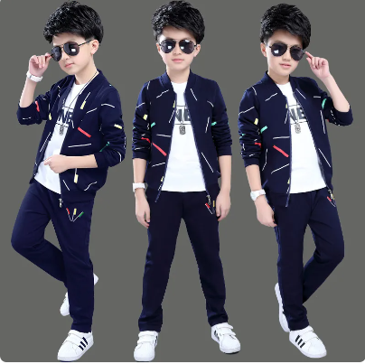 Boys' spring and autumn two-piece suit, big children's cardigan jacket casual sports Bangaldeshi children's clothing